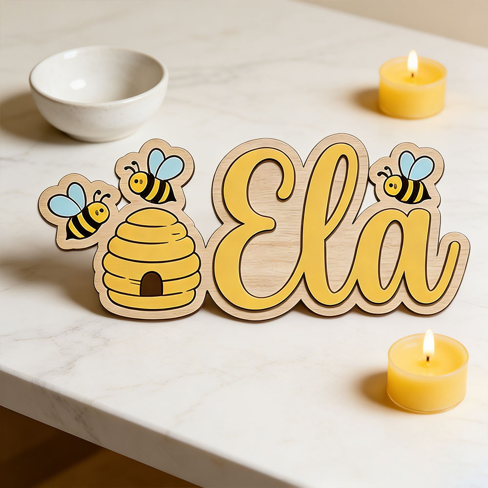 Personalized Cute Bee Hive Nam - Baby Nursery Decor Girl recension och pris