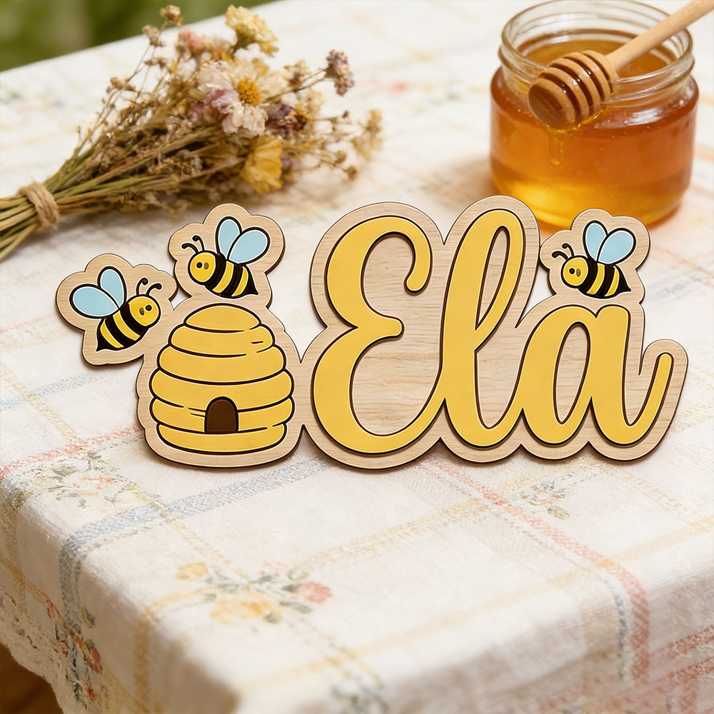 Personalized Cute Bee Hive Nam - Baby Nursery Decor Girl recension och pris