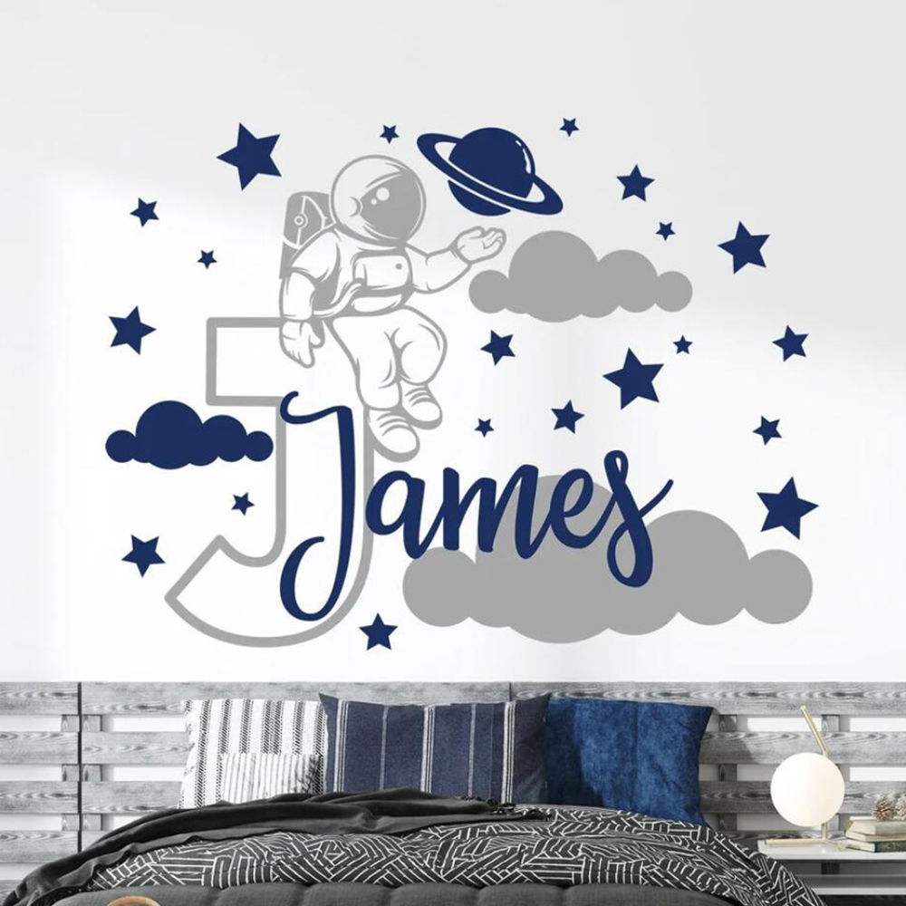 Custom Name Cartoon Space Astr - Baby Nursery Boy recension och pris